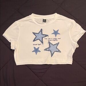 SHEIN White and Blue Star Print Kids Tee